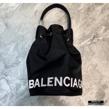 Balenciaga Wheel XS Drawstring Bucket Bag Nylon Black
