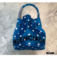 Balenciaga Wheel XXS Drawstring Bucket Bag Nylon Polkadots Blue