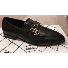 Chanel CC Logo and Chain Loafers Black 2021