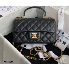 Chanel Small Classic Flap Bag with Top Handle AS2431 Black 2021