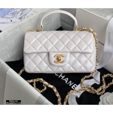 Chanel Small Classic Flap Bag with Top Handle AS2431 White 2021