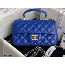 Chanel Small Classic Flap Bag with Top Handle AS2431 Blue 2021
