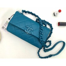 Chanel Grained Calfskin My Everything Small Flap Bag AS2302 Blue 2021