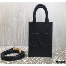 Valentino Mini VLogo Walk Calfskin Tote Bag Black 2021