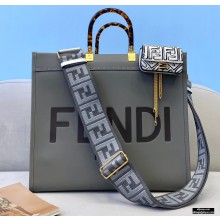 Fendi Leather Sunshine Large Shopper Tote Bag Gray 2021
