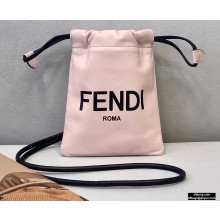 Fendi Leather Phone Pouch Bag with Detachable Necklace Pale Pink 2021