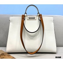 Fendi Leather Small Peekaboo X-Tote Shopper Bag White 2021