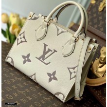 Louis Vuitton Bicolor Onthego PM Bag Monogram Empreinte Leather M45654 Cream/Bois de Rose Pink 2021