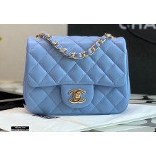 Chanel Lambskin Square Mini Classic Flap Bag Sky Blue 2021