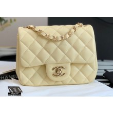 Chanel Lambskin Square Mini Classic Flap Bag Light Yellow 2021
