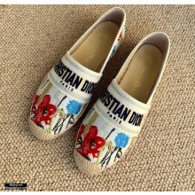 Dior Granville Espadrilles In Multicolor Cotton with Hibiscus Embroidery 2021