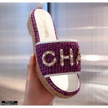 Chanel Chain Logo Tweed Mules G34826 02 2021