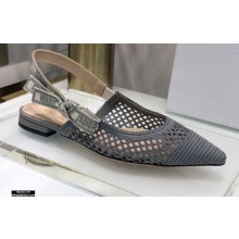 Dior J'Adior Slingback Ballerina Flats Mesh Embroidery Gray 2021