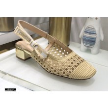 Dior Heel 3.5cm Moi Slingback Pumps Cannage Embroidered Mesh Beige 2021