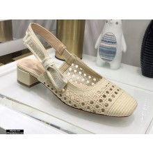 Dior Heel 3.5cm Moi Slingback Pumps Cannage Embroidered Mesh Creamy 2021