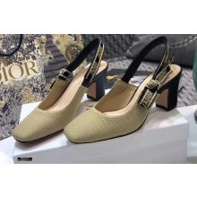 Dior Heel 7cm Moi J'Adior Embroidered Slingback Pumps Beige 2021