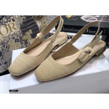 Dior Heel 1.5cm Moi J'Adior Embroidered Cotton Slingback Ballerina Flats Beige 2021