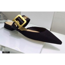 Dior D-Dior Flats Mules Technical Fabric Black 2021