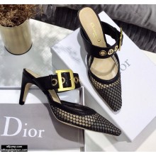 Dior D-Dior Heel 7.5cm Mules Mesh Black 2021