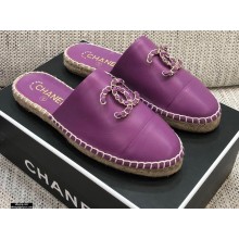 Chanel Chain CC Logo Espadrilles Mules Purple 2021
