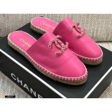 Chanel Chain CC Logo Espadrilles Mules Pink 2021