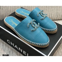Chanel Chain CC Logo Espadrilles Mules Blue 2021