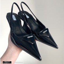 Prada Gabardine Slingback Pumps Black with Triangle Logo 2021