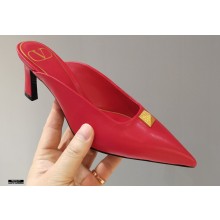 Valentino Heel 6.5cm Calfskin Roman Maxi Stud Mules Red 2021