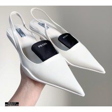 Prada Gabardine Slingback Pumps White with Tongue 2021