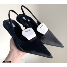 Prada Gabardine Slingback Pumps Black with Tongue 2021