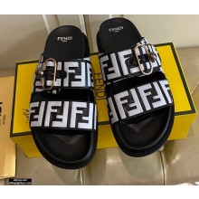 Fendi FF Leather Flat Slides Sandals with Double Band 02 2021