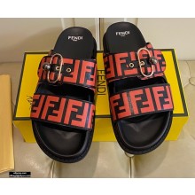 Fendi FF Leather Flat Slides Sandals with Double Band 04 2021