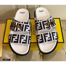 Fendi FF Leather Flat Slides Sandals with Double Band 03 2021