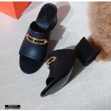 Hermes Heel 6cm Camilla Mules Black 2021