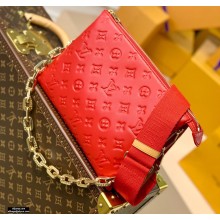 Louis Vuitton Monogram-embossed Lambskin Coussin PM Bag M57792 Red 2021