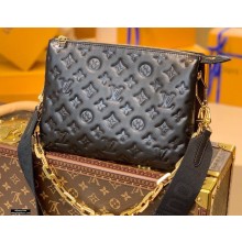 Louis Vuitton Monogram-embossed Lambskin Coussin PM Bag M57790 Black 2021