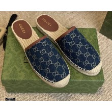 Gucci Washed GG Jacquard Denim Espadrilles Slippers Dark Blue 2021