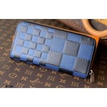 Louis Vuitton Damier Infini 3D Leather Zippy Wallet Vertical N60442 Blue 2021