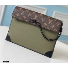 Louis Vuitton Taiga Leather Pochette Voyage Steamer Bag M30583 Khaki Green 2021