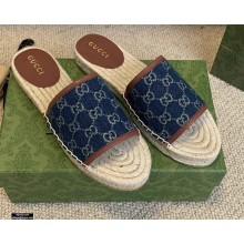 Gucci Washed GG Jacquard Denim Espadrilles Slides Dark Blue 2021