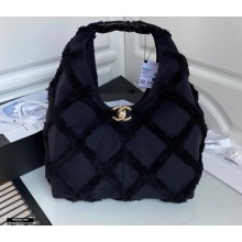 Chanel Cotton Canvas and Calfskin Small Hobo Bag AS2320 Black 2021