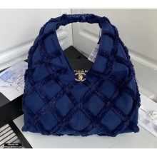 Chanel Cotton Canvas and Calfskin Large Hobo Bag AS2292 Navy Blue 2021