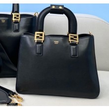 Fendi Leather FF Tote Small Bag Black 2021
