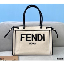 Fendi Roma Medium Shopper Bag Undyed Canvas White 2021