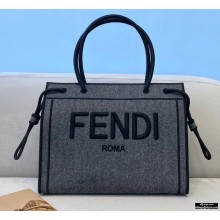 Fendi Roma Medium Shopper Bag Gray Flannel 2021