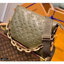Louis Vuitton Monogram-embossed Lambskin Coussin MM Bag M57782 Khaki Green 2021