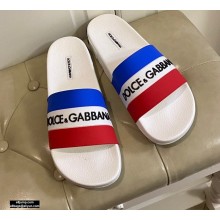 Dolce & Gabbana Striped Rubber Sliders Blue/White/Red 2021