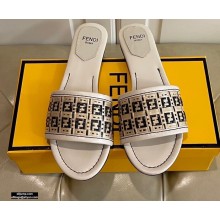 Fendi FF Interlace Wide-band Slides Light Gray 2021