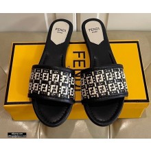 Fendi FF Interlace Wide-band Slides Black 2021