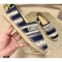 Dior Granville Espadrilles In D-Stripes Embroidered Cotton Deep Blue 2021